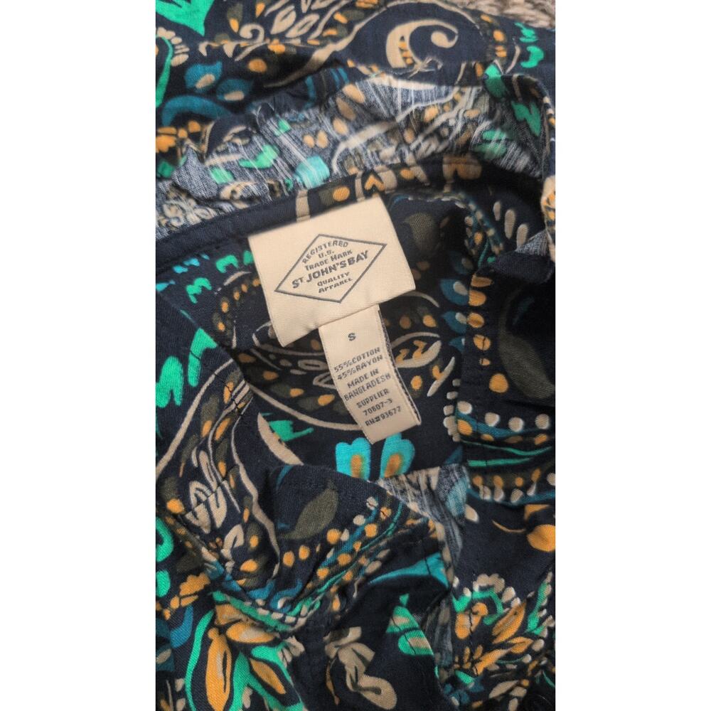 Chic St. John's Bay Blue Paisley Top - New, Size Small - Picture 4 of 5